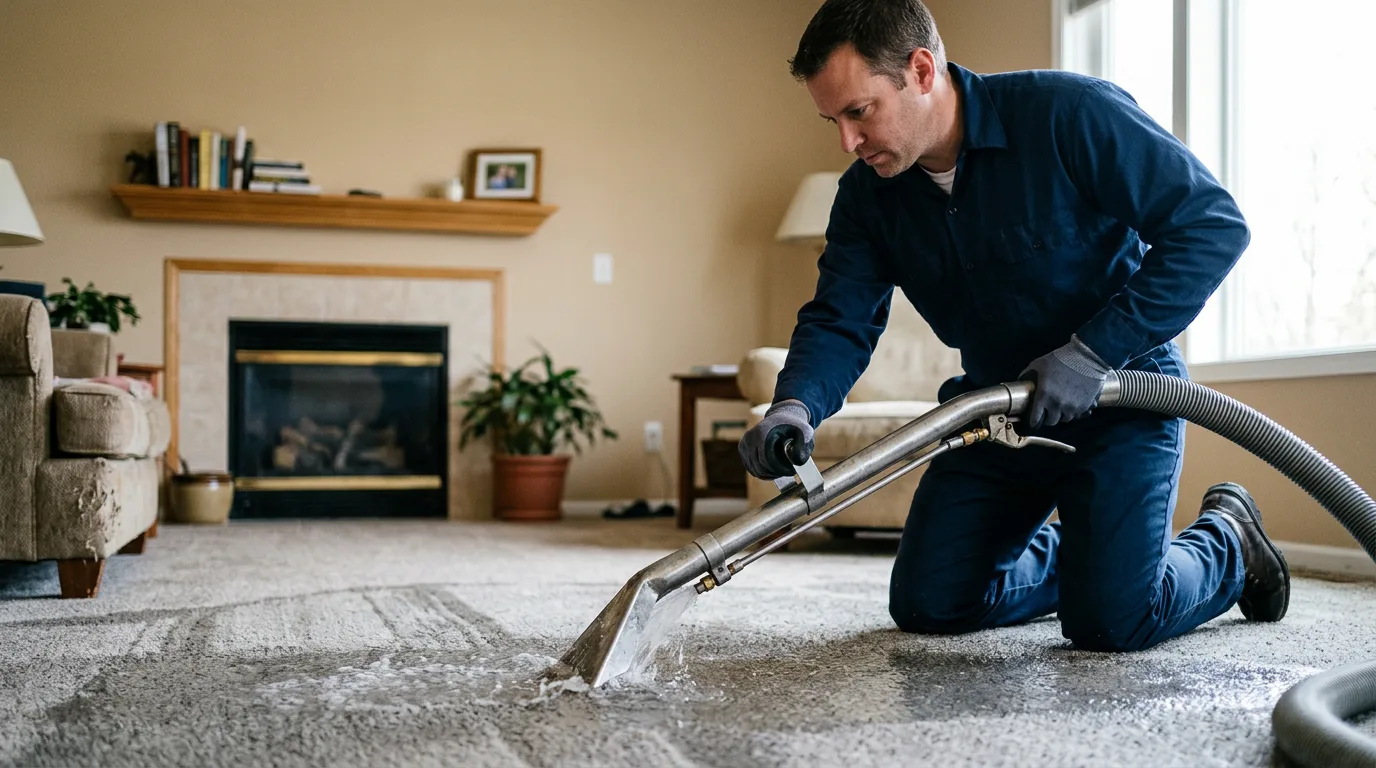 Water damage restoration technician working near Roaring Springs, TX